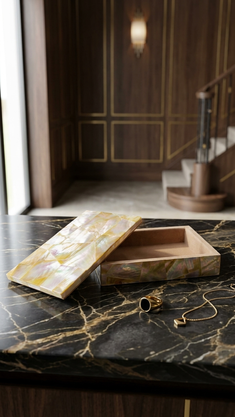 Mother of Pearl Decorative Storage Box with Lid