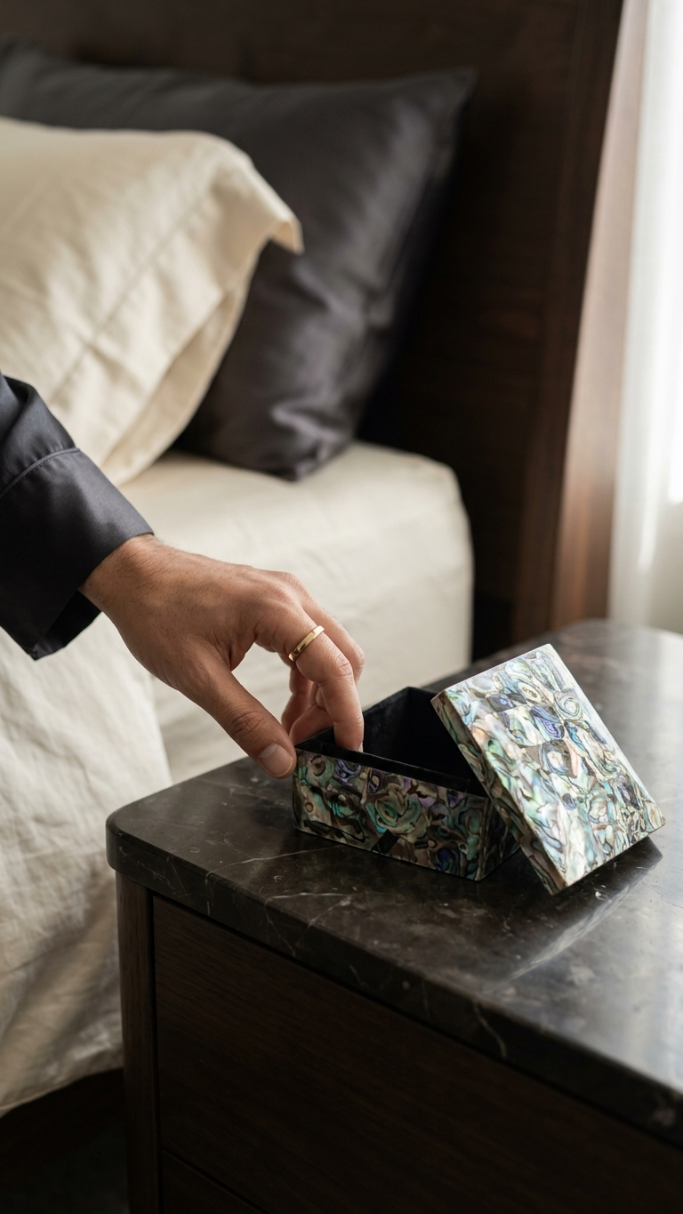 Black Mother of Pearl Decorative Storage Box