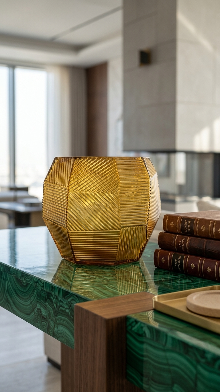 Amber Glass Decorative Vase
