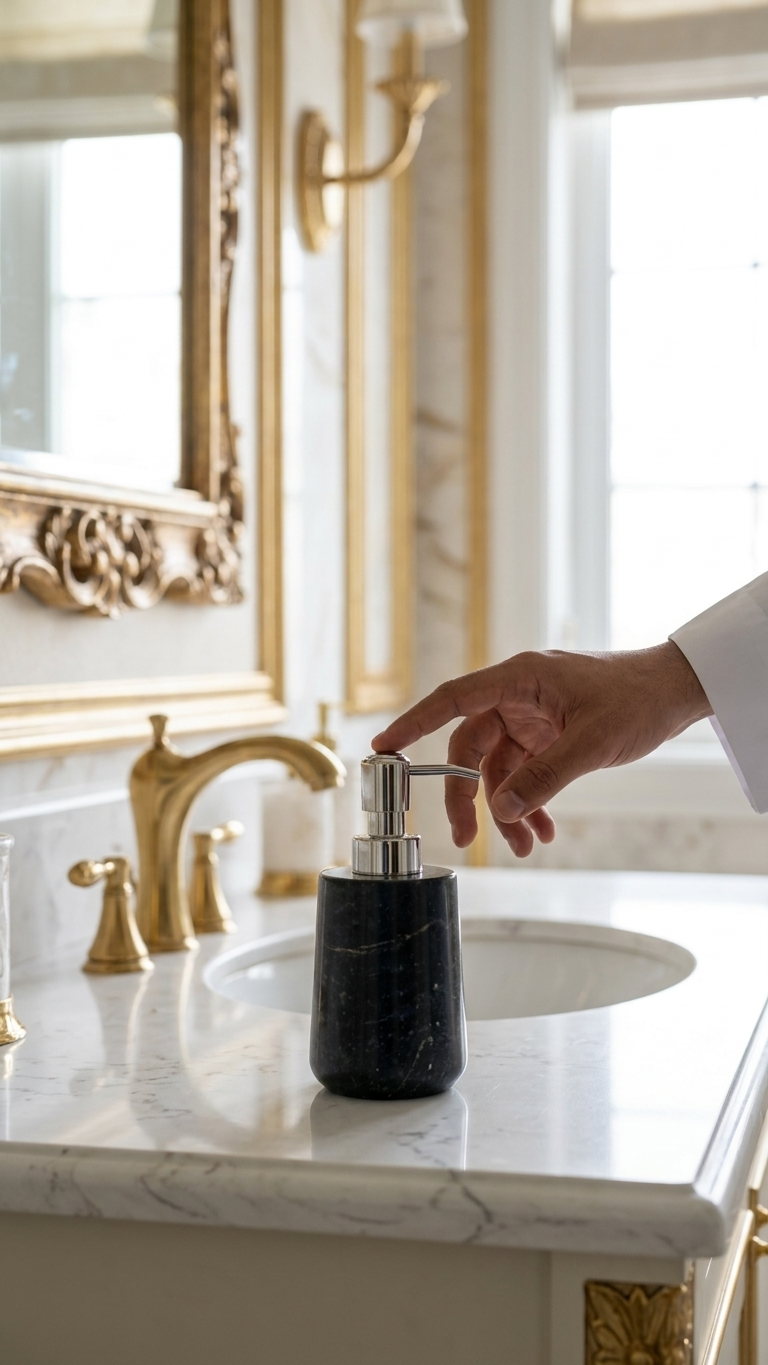 TESORO CASA Stone Soap Dispenser With Metal Pump