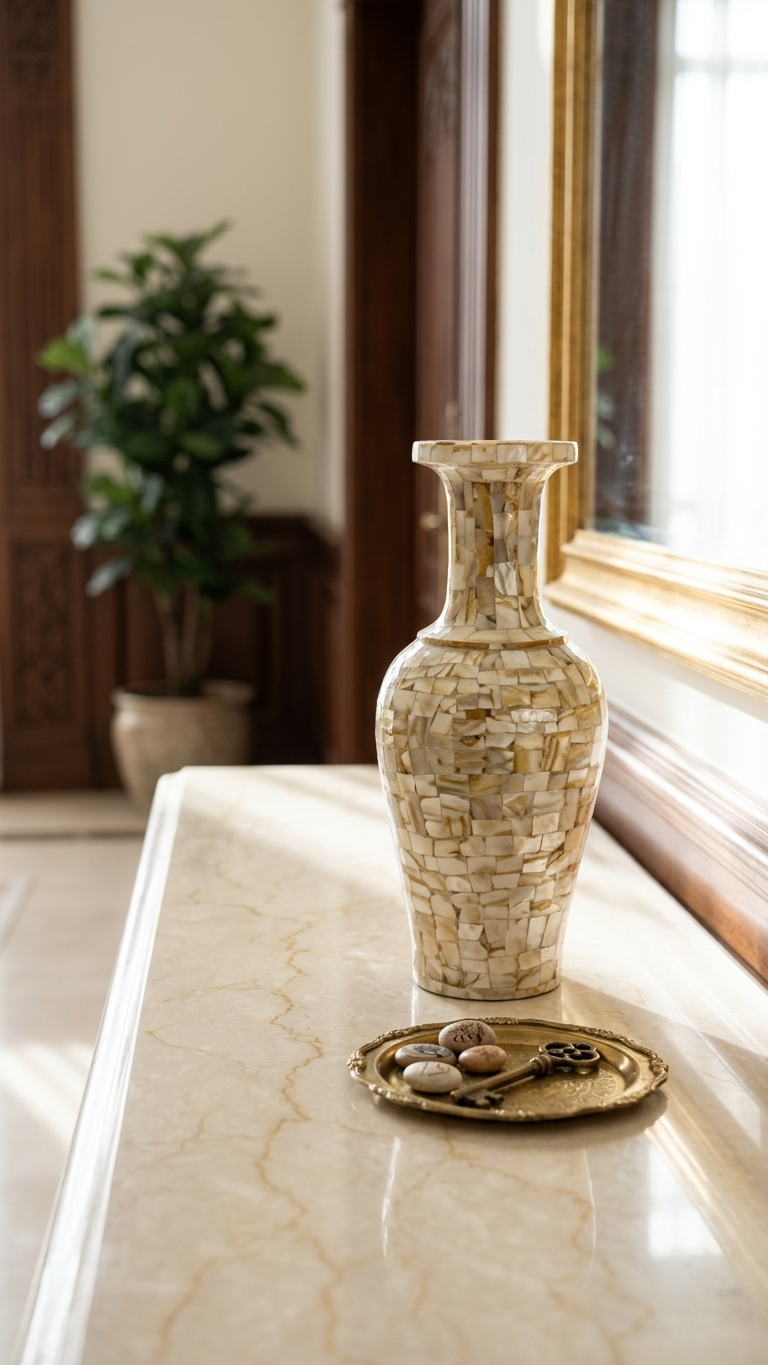 TESORO CASA Grey Stone Decorative Vase