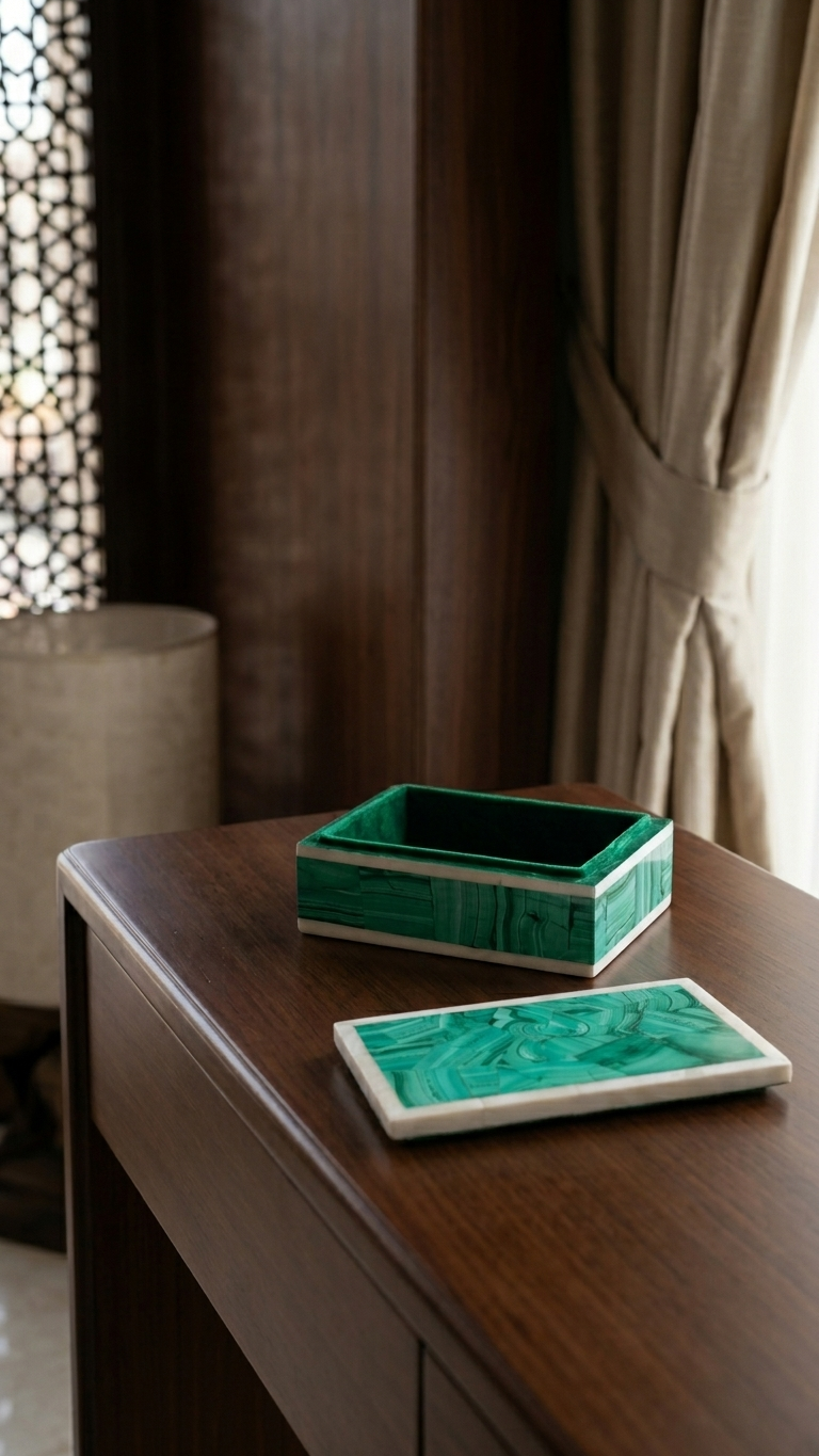 Malachite Decorative Storage Box with Lid