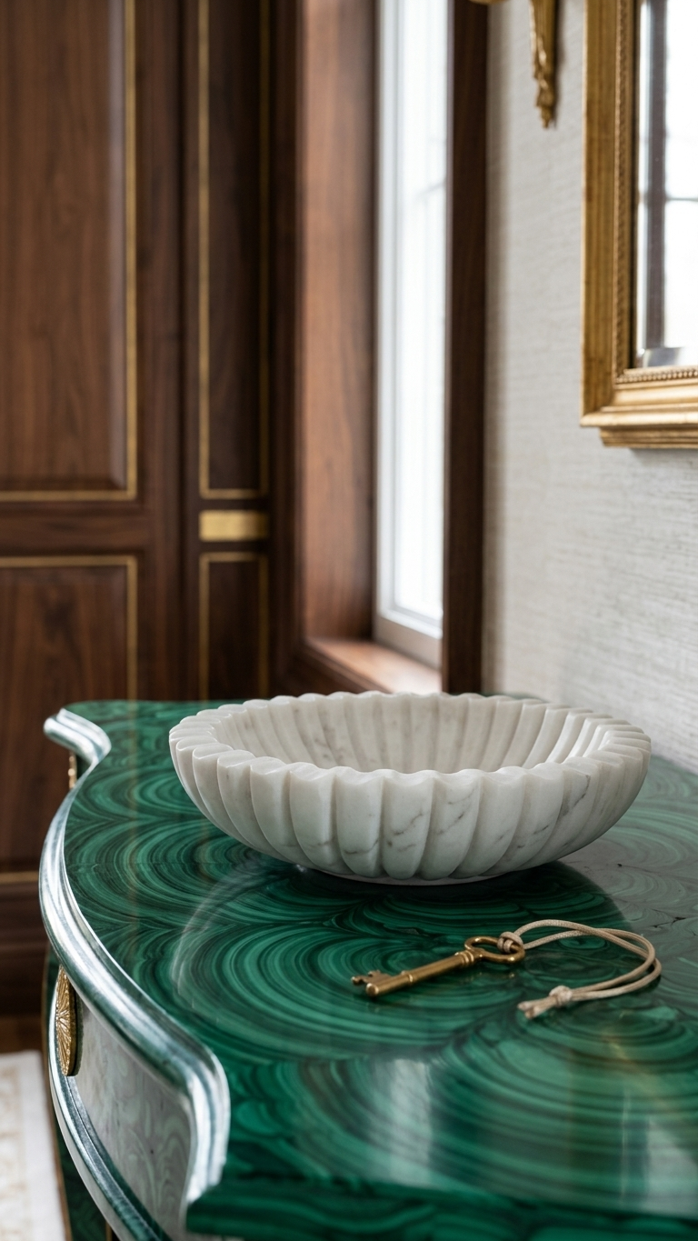 Fluted Marble Decorative Bowl