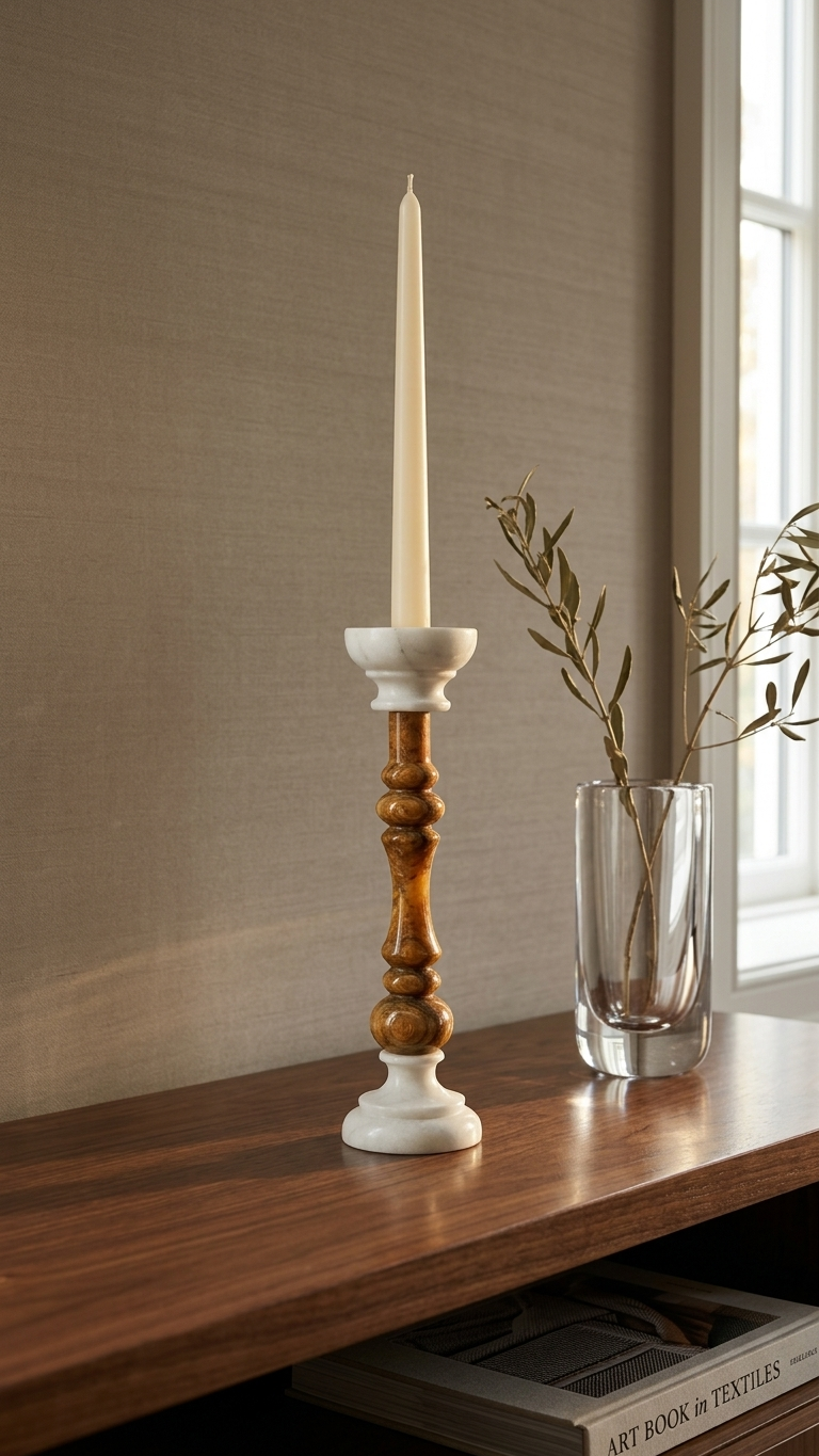 Marble & Brass Decorative Candle Holder
